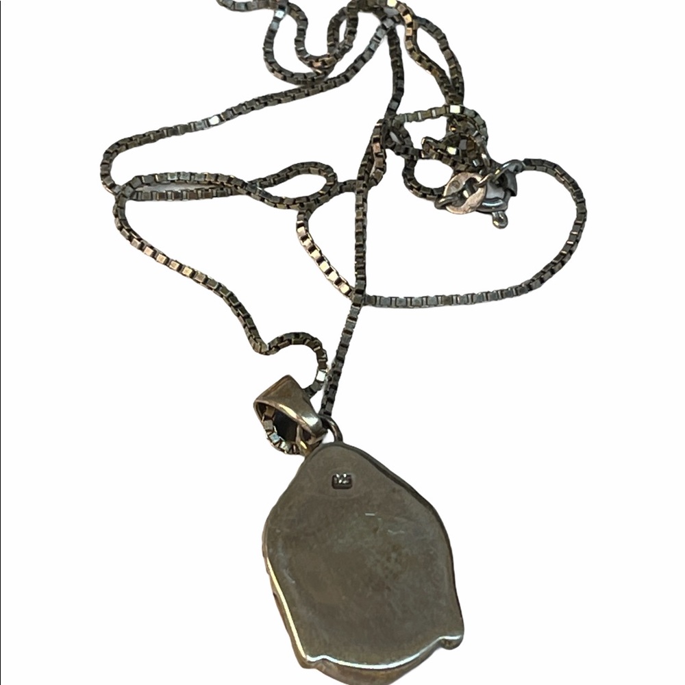 Sterling silver Budda head pendant necklace garnet - Picture 5 of 5